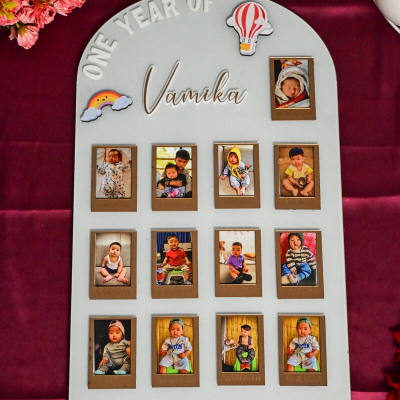 Arch Baby Photo Board Ice Blue,Beige,Maroon